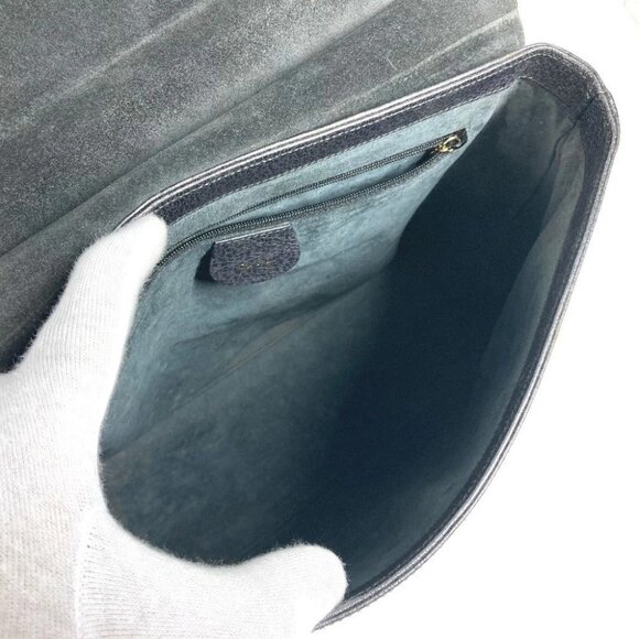 GUCCI 001・1118 vintage Bamboo Tote Bag Flap Hand Bag Leather gray - Picture 10 of 14